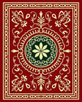 Deep Red Floral Centerpiece Medallion Rug