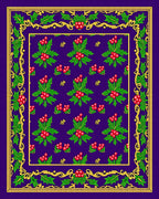 Deep Purple Holly Berry Border Rug