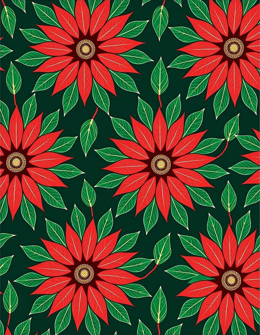 Vibrant Red Poinsettia Garden Rug