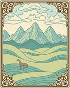 Pastoral Horse Mountain Landscape Rug