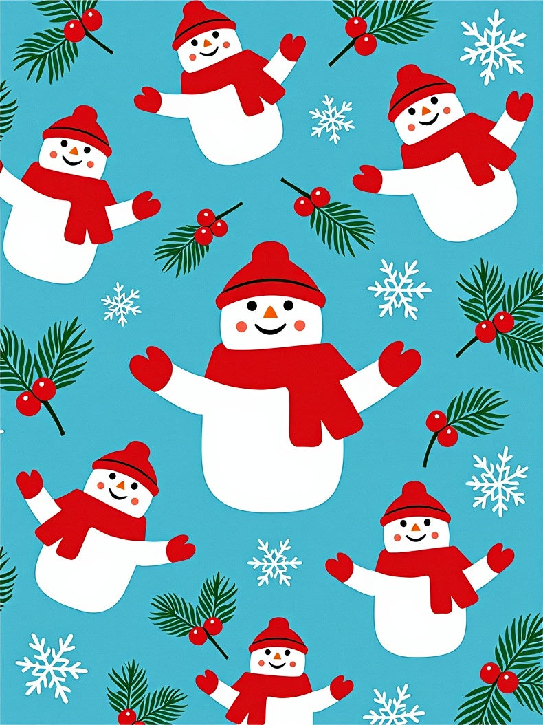 Joyful Snowman Christmas Holly Frolic Rug