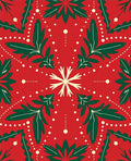 Festive Red Green Floral Snowflakes Rug