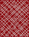 Crimson White Interlocking Lines Rug