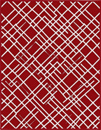 Crimson White Interlocking Lines Rug