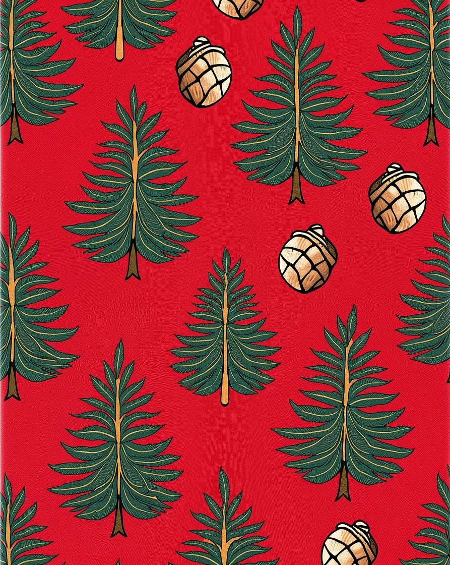 Red Evergreen Pinecone Christmas Rug