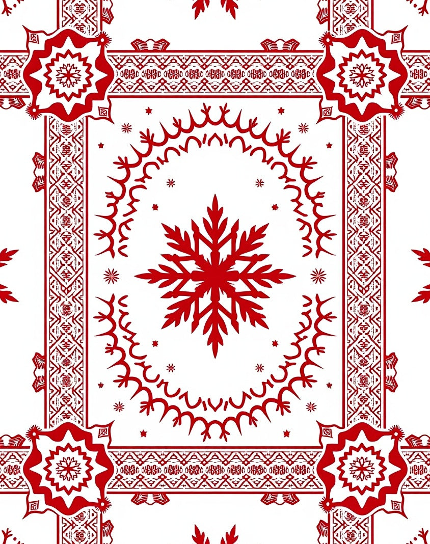 Floral Starburst Snowflake Composition Rug