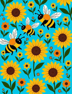 Bright Yellow Sunflowers And Bees Rug