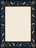 Golden Deer Navy Foliage Border Rug