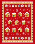 Whimsical Red Village Snowflake Rug