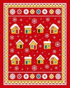 Whimsical Red Village Snowflake Rug