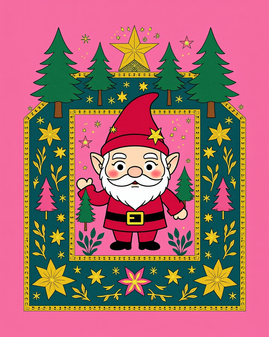 Whimsical Gnome Forest Stars Rug