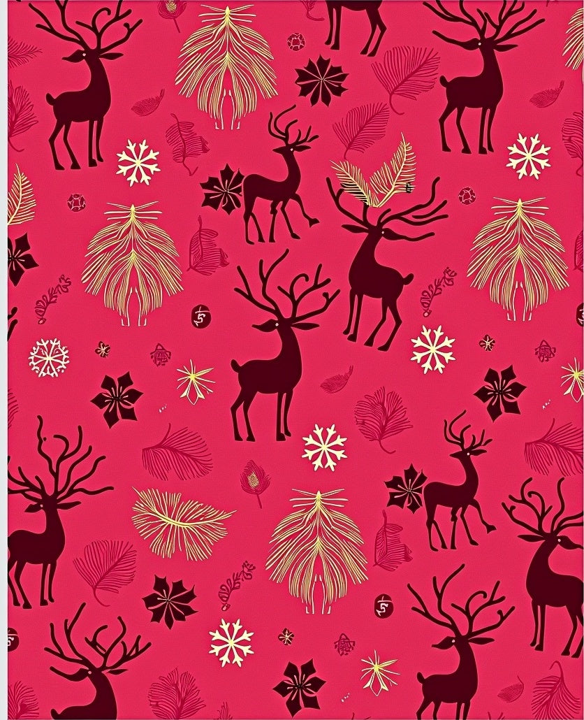 Bold Red Reindeer Christmas Forest Rug