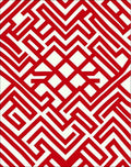 Bold Red Geometric Labyrinth Rug