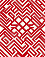 Bold Red Geometric Labyrinth Rug