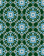 Emerald Blue White Floral Medallion Rug