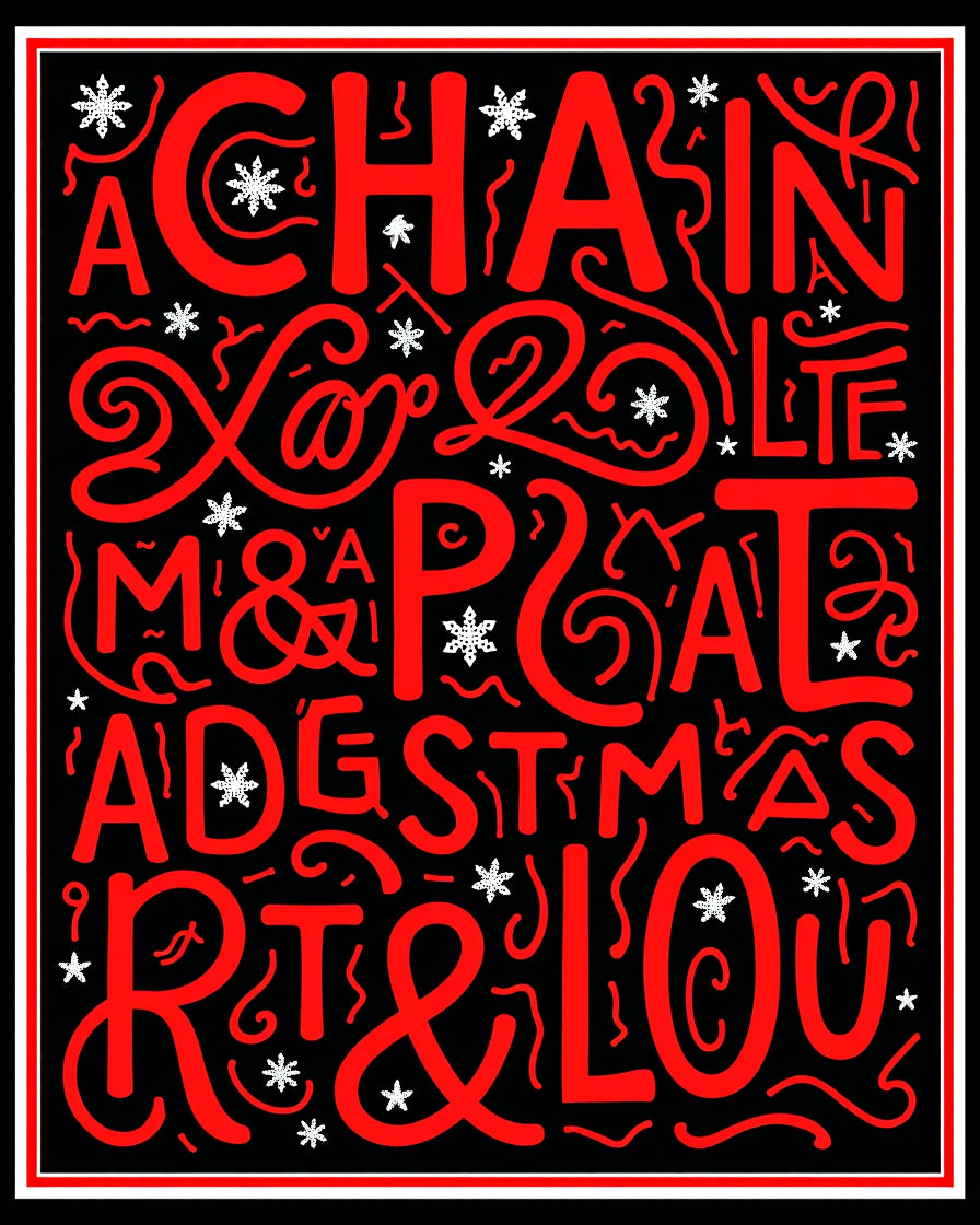Red Festive Typography Christmas Greeting Rug