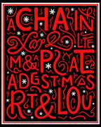 Red Festive Typography Christmas Greeting Rug