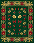 Crimson Gold Floral Bow Border Rug