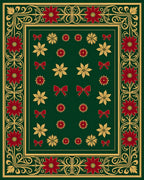 Crimson Gold Floral Bow Border Rug