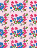Vibrant Blue Pink Floral Bouquet Rug