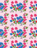Vibrant Blue Pink Floral Bouquet Rug