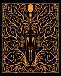 Orange Skeleton With Swirling Vines Rug