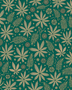 Emerald Green Palm Frond Collage Rug