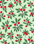 Holly Berry Festive Green Sprigs Rug