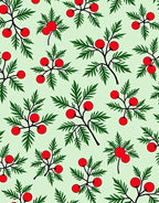 Holly Berry Festive Green Sprigs Rug