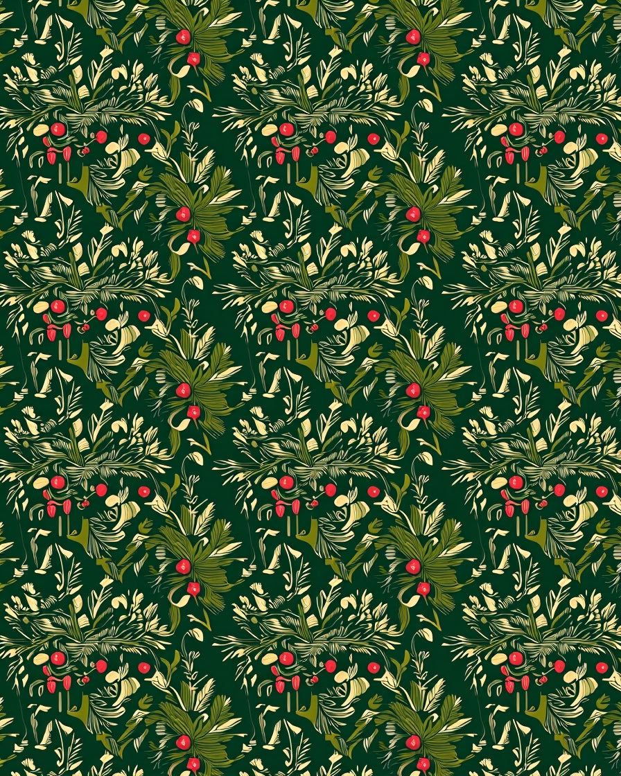 Deep Forest Red Berry Foliage Rug