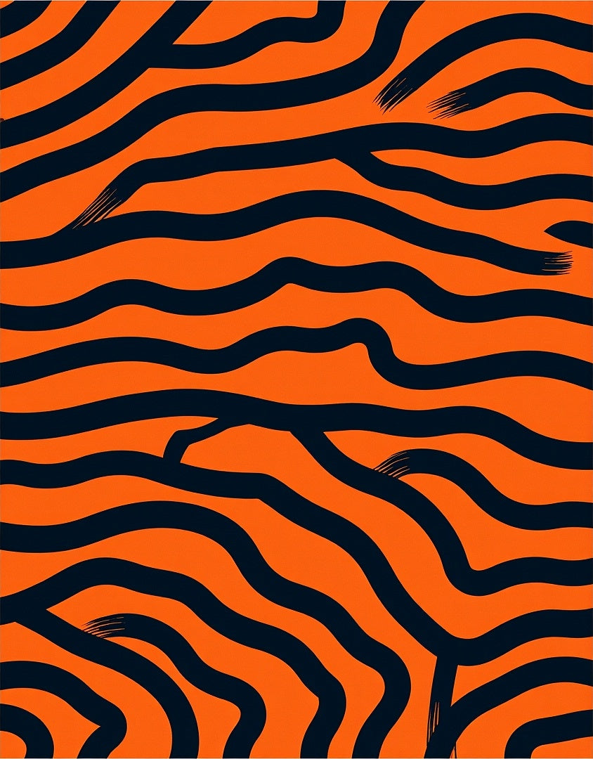 Bold Orange Black Stripe Abstract Rug