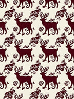 Deep Red Reindeer Folk Art Rug