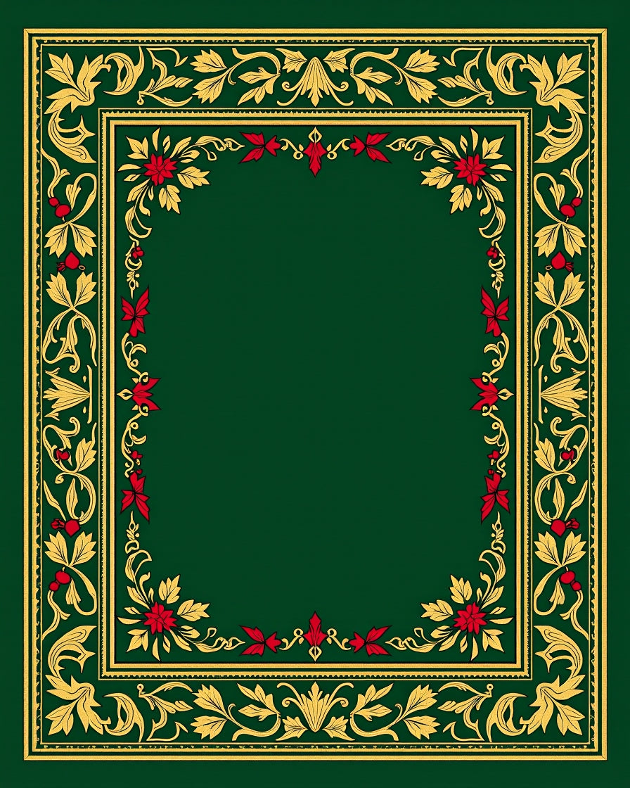 Vintage Gold Red Floral Border Rug