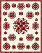 Deep Red Floral Snowflake Scatter Rug