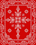 Crimson Red Snowflake Winter Blossom Rug