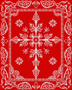 Crimson Red Snowflake Winter Blossom Rug