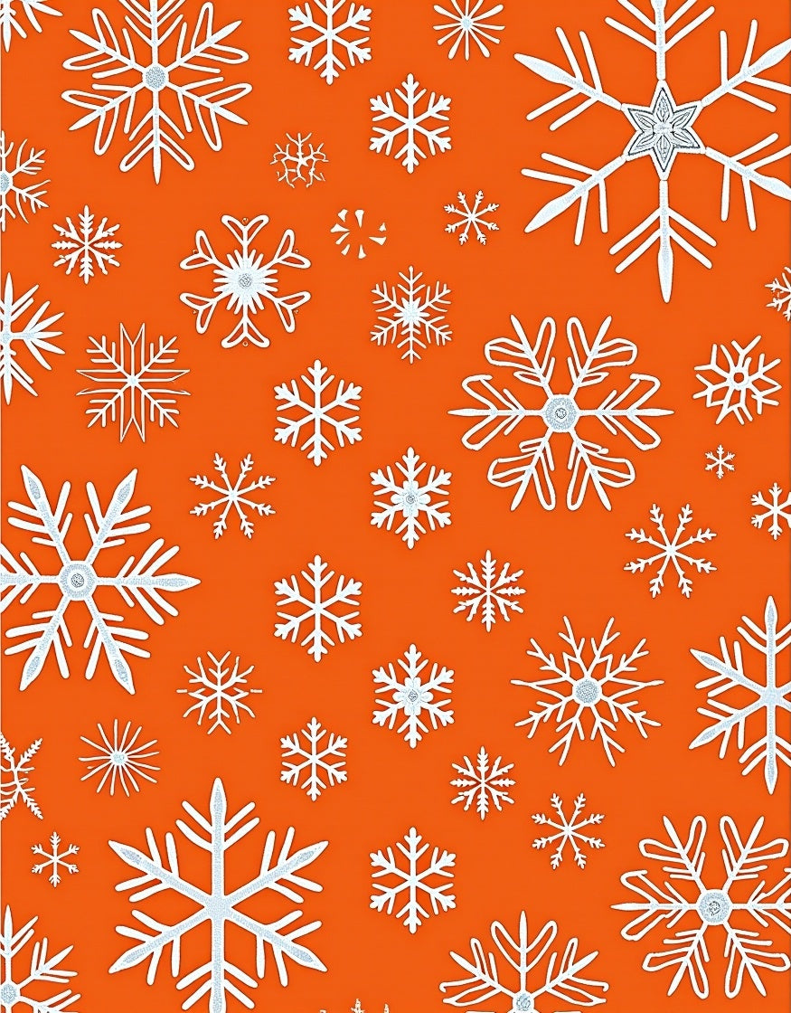 White Snowflakes On Orange Background Rug