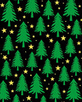 Green Christmas Trees Yellow Stars Rug
