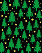 Green Christmas Trees Yellow Stars Rug