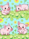 Pink Piglet Garden Floral Scene Rug