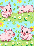 Pink Piglet Garden Floral Scene Rug