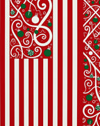 Festive Red Green Ornament Swirl Stripes Rug