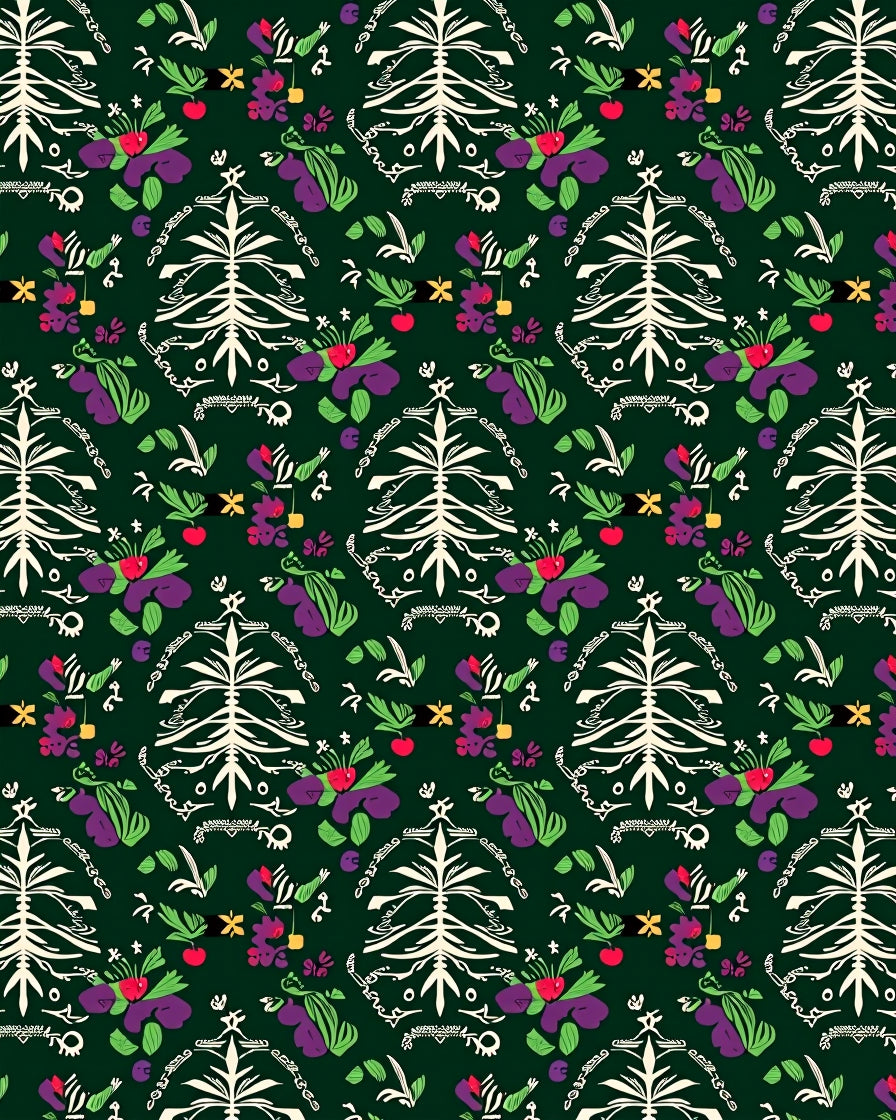 White Tree Floral Folk Art Rug