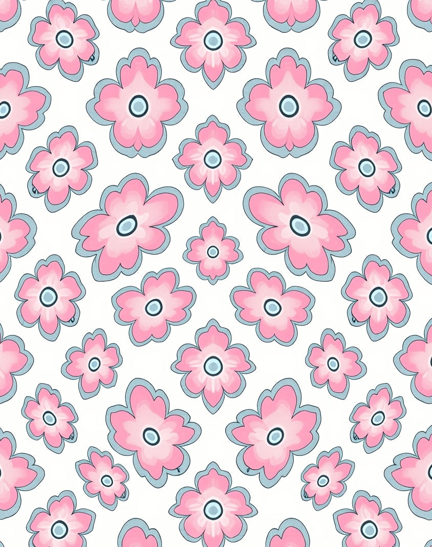 Playful Pink Pastel Floral Bloom Rug