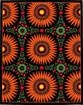 Bright Orange Sunburst Floral Arrangement Rug