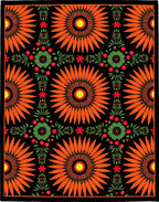 Bright Orange Sunburst Floral Arrangement Rug