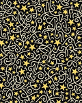 Black Gold Star Swirl Celebration Rug