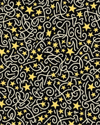 Black Gold Star Swirl Celebration Rug