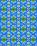 Bold Blue Geometric Floral Compound Rug