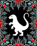 White Dinosaur Red Berry Border Rug